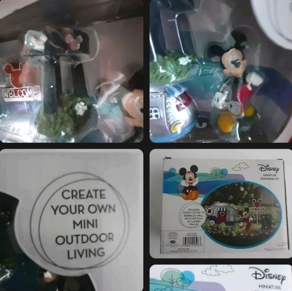 Disney Mickey Mouse 4 Piece Miniature Fairy Garden RV Camper Statuary Set New - Picture 3 of 5